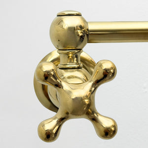 Unlacquered Brass Wall-Mount Pot Filler with Cross Handles