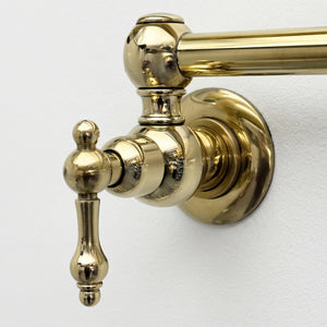Unlacquered Brass Wall-Mount Pot Filler with Lever Handles