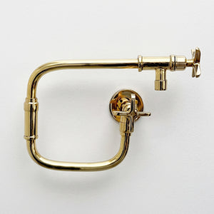 Unlacquered Brass Double-Joint Pot Filler with Cross Handles