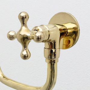 Unlacquered Brass Double-Joint Pot Filler with Cross Handles