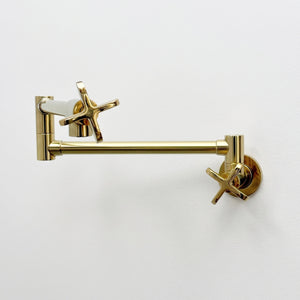 Unlacquered Brass Swing-Arm Pot Filler with Cross Handles