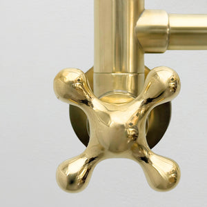 Unlacquered Brass Swing-Arm Pot Filler with Cross Handles