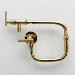 Unlacquered Brass Swing-Arm Pot Filler with Lever Handles