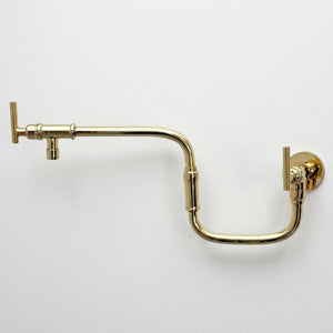 Unlacquered Brass Swing-Arm Pot Filler with Lever Handles