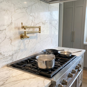 Unlacquered Brass Folding Pot Filler with Lever Handles