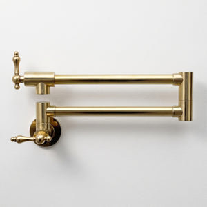Unlacquered Brass Folding Pot Filler with Lever Handles