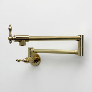 Unlacquered Brass Folding Pot Filler with Lever Handles