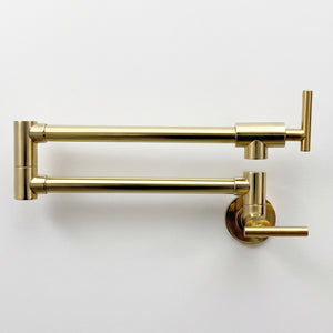 Unlacquered Brass Folding Pot Filler with Lever Handles