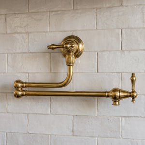 Unlacquered Brass Pot Filler with Lever Handles