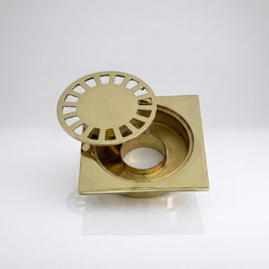 Unlacquered Brass Shower Drain with Removable Cover, Solid Brass Square Shower Drain