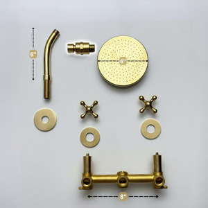 Unlacquered Brass Adjustable Flat Round Rain Shower System — Short arm (UBCSS-007) — detail view 11