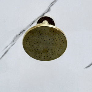 Unlacquered Brass Adjustable Flat Round Rain Shower System — Short arm (UBCSS-007) — detail view 6