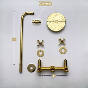 Unlacquered Brass Adjustable Flat Round Rain Shower System — Straight arm (UBCSS-004) — detail view 13