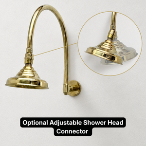 Unlacquered Brass Adjustable 6" Round Rain Shower System, Arcuate Arm