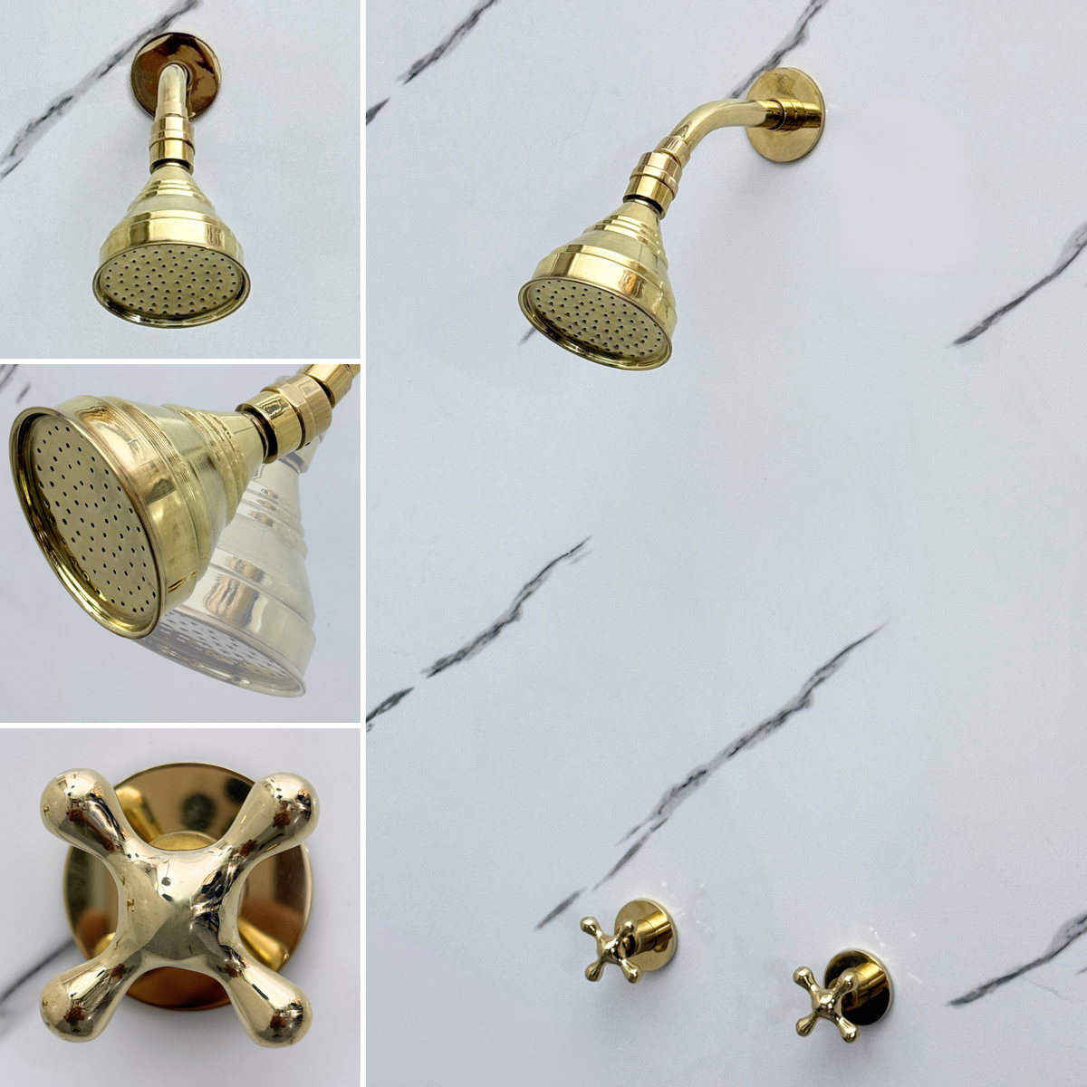 Unlacquered Brass Round Rain Shower System — Short arm (UBCSS-008) — detail view 2
