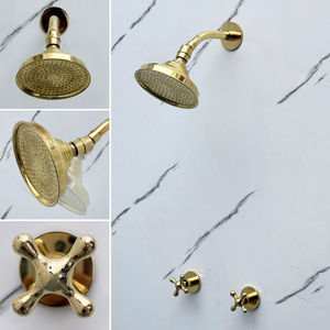 Unlacquered Brass Adjustable Round Rain Shower System — Short arm (UBCSS-009) — detail view 2