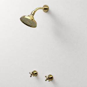 Unlacquered Brass Adjustable 6" Round Rain Shower System, Short Arm