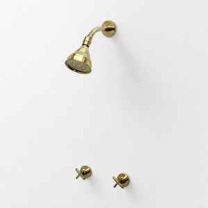 Unlacquered Brass 4" Round Rain Shower System, Short Arm