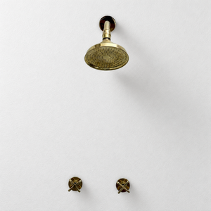 Unlacquered Brass Adjustable 6" Round Rain Shower System, Short Arm