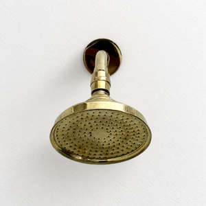 Unlacquered Brass Adjustable 6" Round Rain Shower System, Short Arm