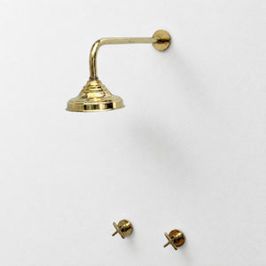 Unlacquered Brass Adjustable 6" Round Rain Shower System, Straight Arm