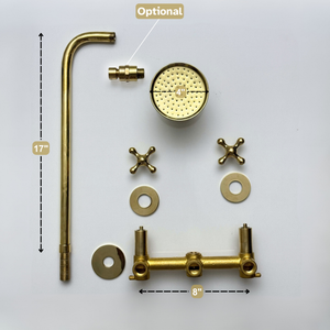 Unlacquered Brass Adjustable Round Rain Shower System — Straight arm (UBCSS-006) — detail view 13