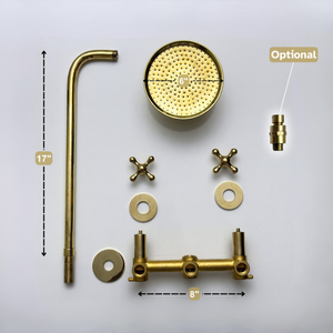 Unlacquered Brass Adjustable Round Rain Shower System — Straight arm (UBCSS-005) — detail view 13