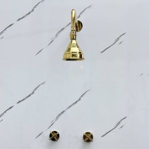 Unlacquered Brass Adjustable Round Rain Shower System — Straight arm (UBCSS-006) — detail view 5