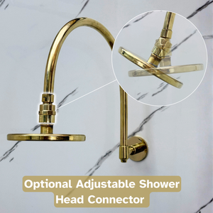 Unlacquered Brass Adjustable Flat Round Rain Shower System — Arcuate arm (UBCSS-001) — detail view 10