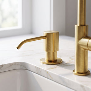 Unlacquered Brass Soap Dispenser, Solid Brass Countertop Pump for Kitchen or Bathroom Sink