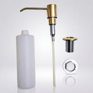 Unlacquered Brass Soap Dispenser, Solid Brass Countertop Pump for Kitchen or Bathroom Sink