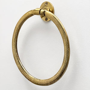 Unlacquered Brass Towel Holder, Brass Hammered Towel Hanger, Bathroom Wall Mounted Towel Ring