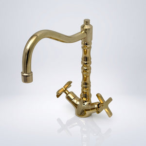 Unlacquered Brass Victorian Single Hole Faucet with Cross Handles