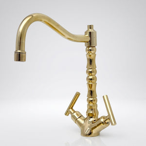 Unlacquered Brass Victorian Single Hole Faucet with Lever Handles