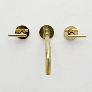 Unlacquered Brass Wall-Mount Sink Faucet with Lever handles