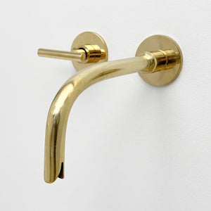 Unlacquered Brass Wall-Mount Sink Faucet with Lever handles