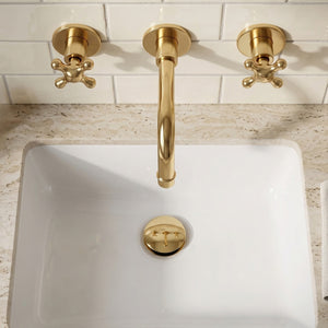 Unlacquered Brass Wall Mount Bathroom Faucet with Cross handles