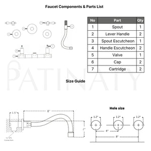 Unlacquered Brass Wall Mount Bathroom Faucet with Lever handles