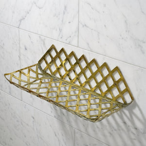 Unlacquered Brass Wall Shelf, Solid Brass Bathroom Shelf, Brass Soap Holder, Bathroom Brass Accessories