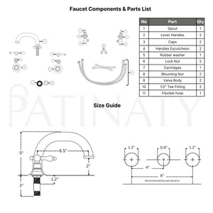 Unlacquered Brass Low-Profile Widespread Bathroom Faucet with Lever Handles