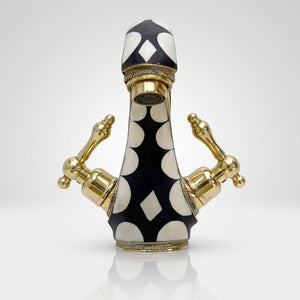 Unlacquered Brass and Resin Single Hole Bathroom Faucet with Lever Handles