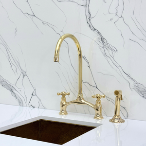 Unlacquered Brass Bridge Kitchen Faucet with Cross Handles – Ellington – alternate view 11