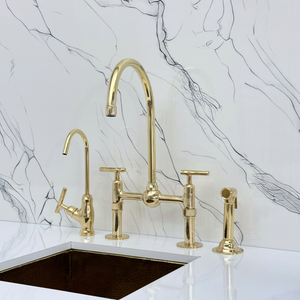 Unlacquered Brass Bridge Kitchen Faucet with Lever Handles – Harrington – alternate view 4