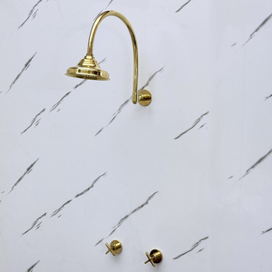 Unlacquered Brass Adjustable Round Rain Shower System — Arcuate arm (UBCSS-003) — detail view 8