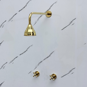 Unlacquered Brass Adjustable Round Rain Shower System — Straight arm (UBCSS-006) — detail view 8