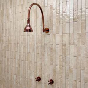 Antique Copper Round Rain Shower System — Arcuate arm (ACCSS-002) — shower system overview
