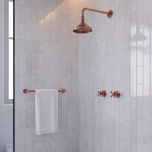 Antique Copper Adjustable Round Rain Shower System — Straight arm (ACCSS-005) — shower system overview