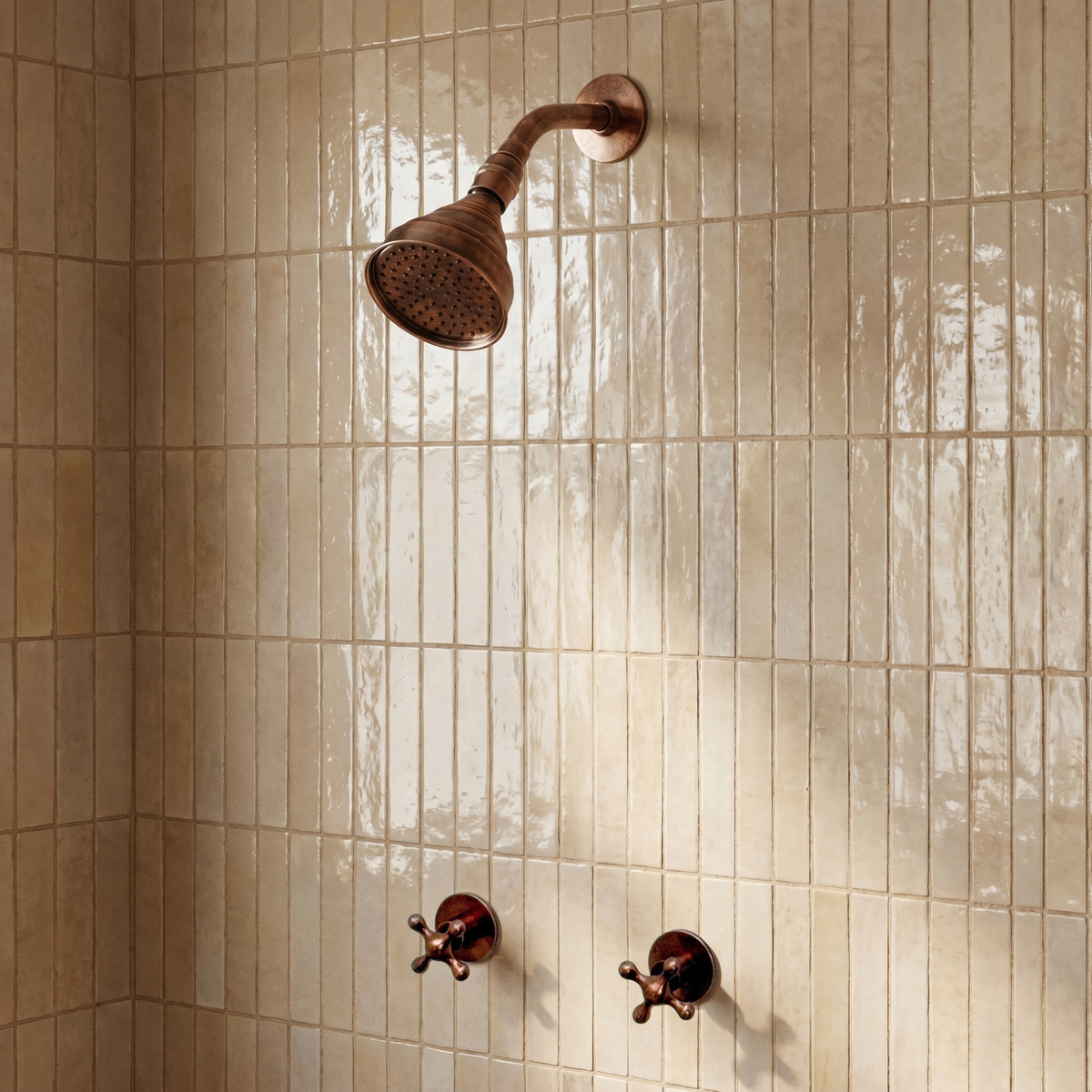 Antique Copper Adjustable Round Rain Shower System — Short arm (ACCSS-008) — shower system overview
