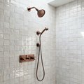 Antique Copper Adjustable Round Rain Shower System with Handheld — Short arm (ACCSS-010) — shower system overview