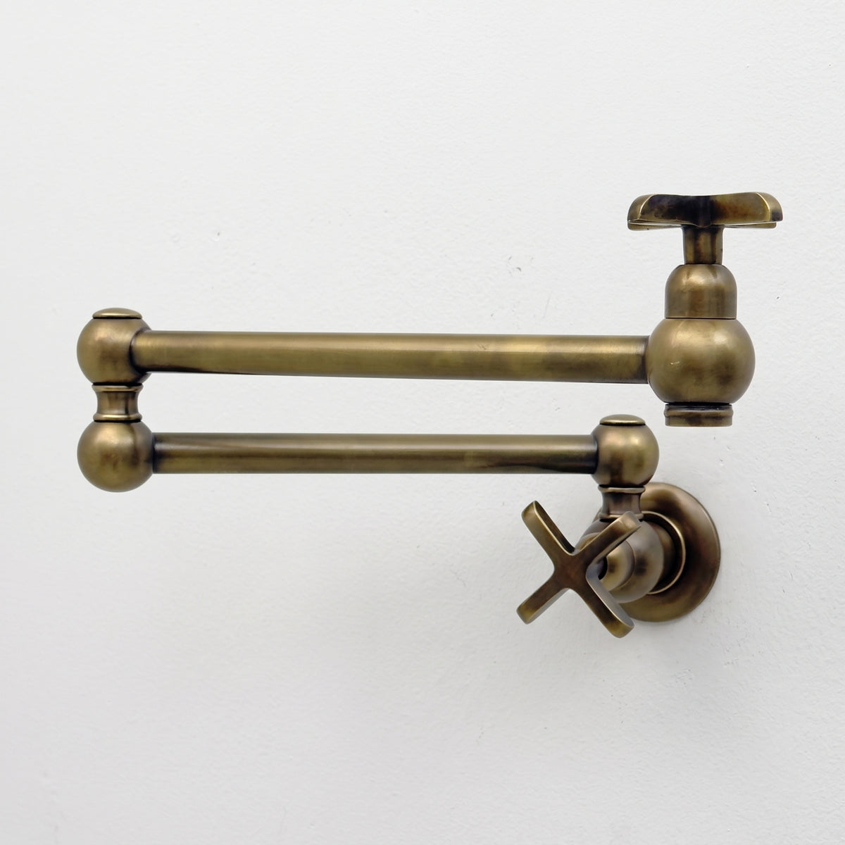 Antique Brass Pot Filler with Cross Handles